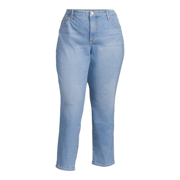 Terra & Sky Women's Plus Size Core Straight Leg Jeans, Size 26WP (Petite), Blue - Picture 2 of 5